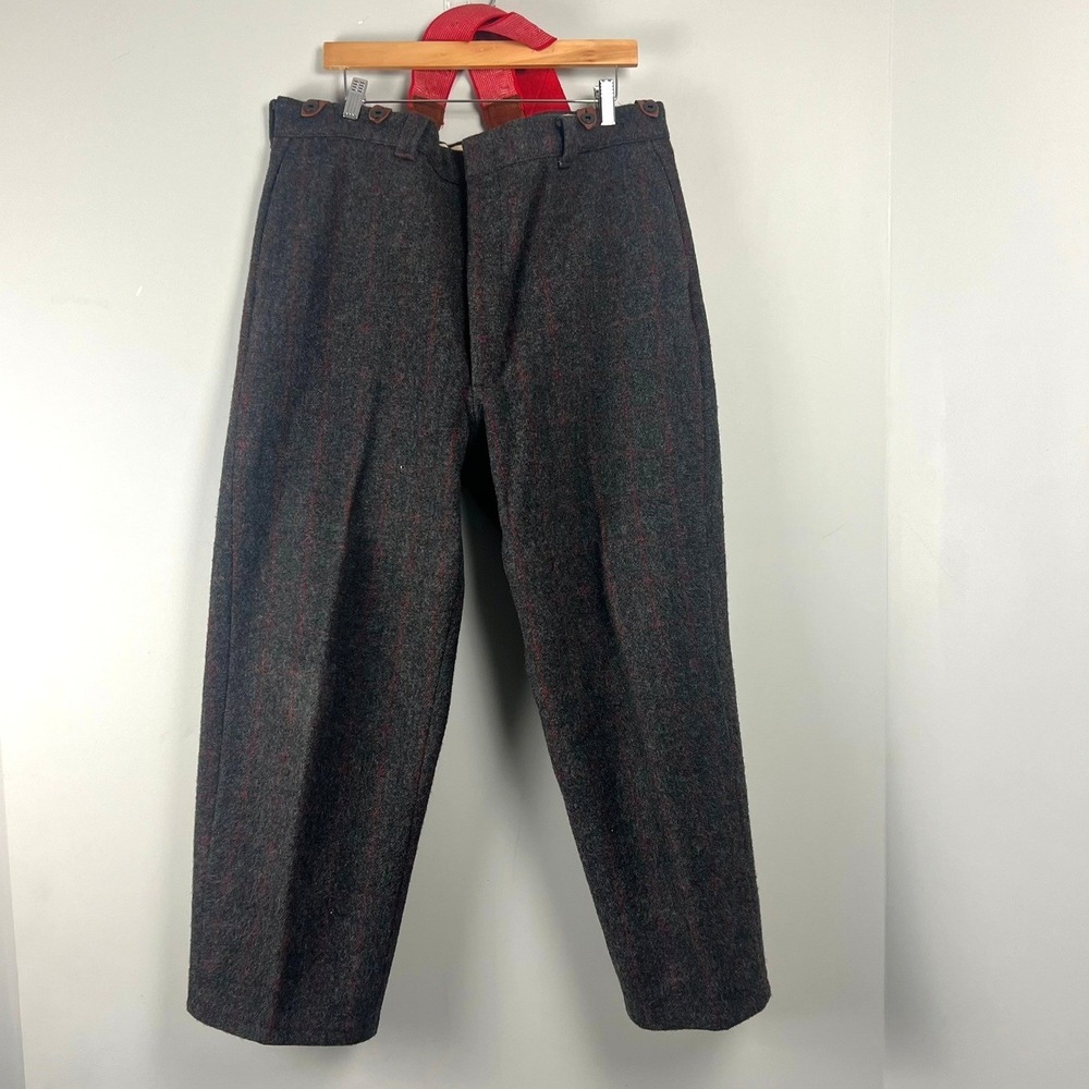 Woolrich Men 40 Plaid Heavy Wool Hunting Pants Suspenders USA Heritage Americana